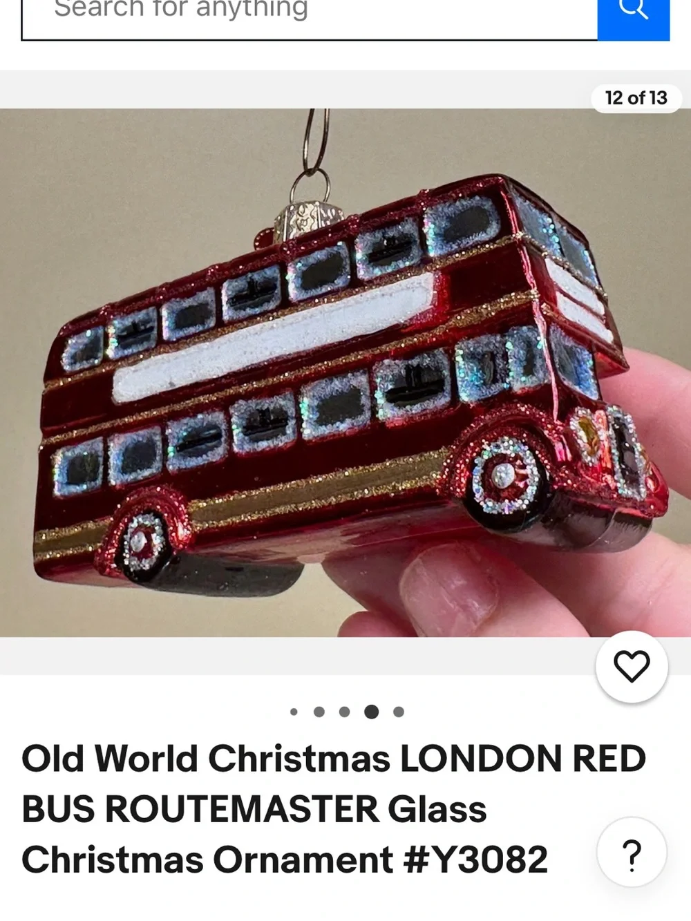 Red Double-Decker Bus Holiday Ornament - Old World Christmas